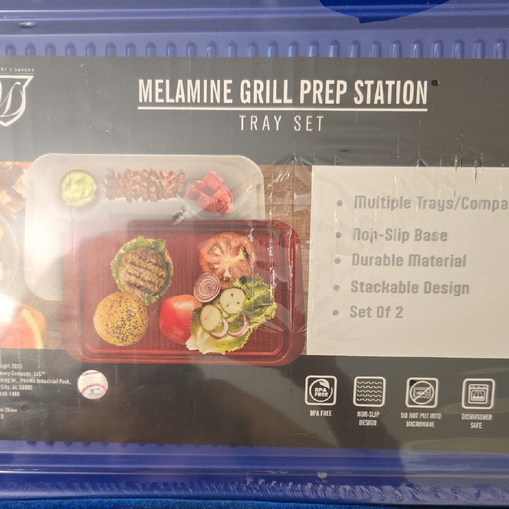 DODGERS Melamine Grilling Prep Station Tray Set in Blue